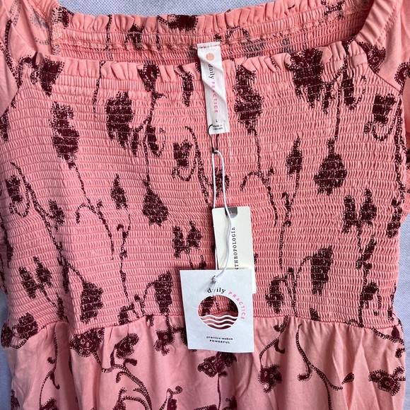 Anthropologie Daily Practice Cotton Smoked Tiered, Puff sleeve Maxi Dress - Picture 6 of 16